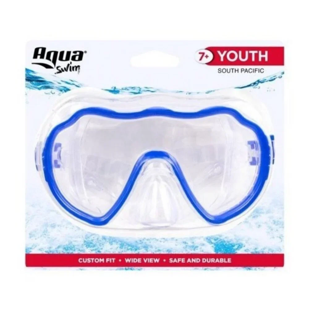 Dolfino Youth Swim Mask Blue Wide-Angle View Adjustable Junior Kids Swimming